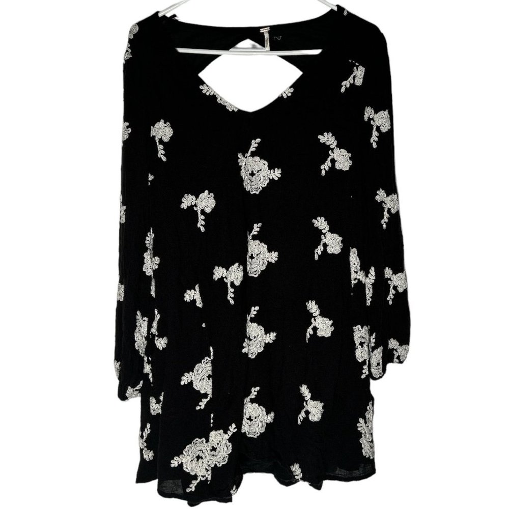Free People Emma Austin Floral Embroidered Trapeze Mini Dress Size M